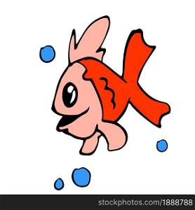 fish swimming in the sea with happy faces. cartoon illustration sticker mascot emoticon
