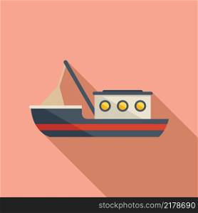 Fish vessel icon flat vector. Fishing boat. Sea trawler. Fish vessel icon flat vector. Fishing boat