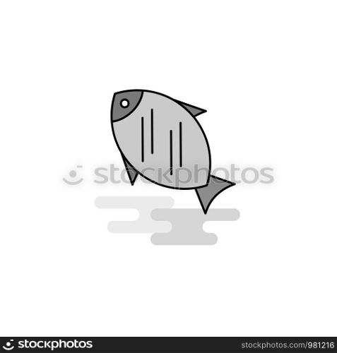 Fish Web Icon. Flat Line Filled Gray Icon Vector