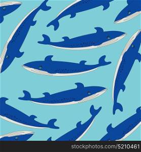 Fish whale pattern. Fish whale on turn blue background is insulated