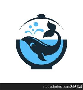 Fish with aquarium logo template