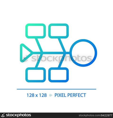 Fishbone diagram gradient linear vector icon. Root cause analysis. Cause and effect. Quality control. Problem solving. Thin line color symbol. Modern style pictogram. Vector isolated outline drawing. Fishbone diagram gradient linear vector icon