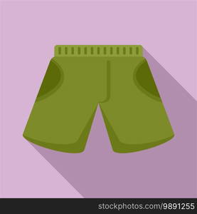 Fisherman green shorts icon. Flat illustration of fisherman green shorts vector icon for web design. Fisherman green shorts icon, flat style