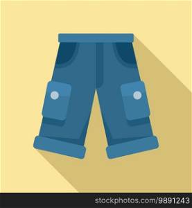 Fisherman jeans shorts icon. Flat illustration of fisherman jeans shorts vector icon for web design. Fisherman jeans shorts icon, flat style