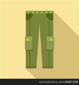 Fisherman pocket trousers icon. Flat illustration of fisherman pocket trousers vector icon for web design. Fisherman pocket trousers icon, flat style