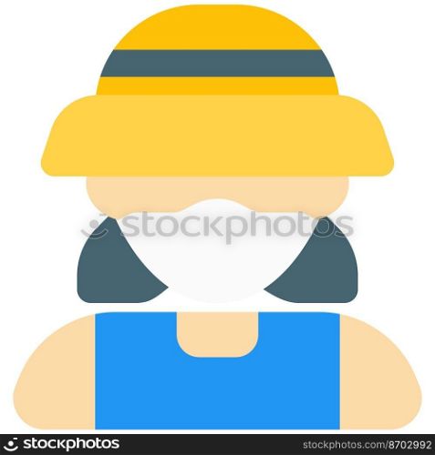 Fisherwoman wearing bucket hat and mask