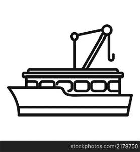 Fishery boat icon outline vector. Fish ship. Marine vessel. Fishery boat icon outline vector. Fish ship