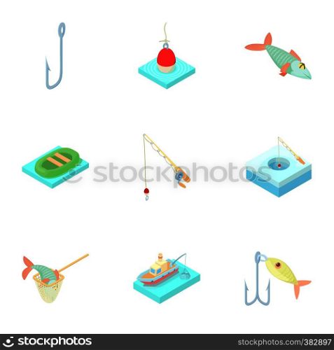 Fishery icons set. Cartoon illustration of 9 fishery vector icons for web. Fishery icons set, cartoon style