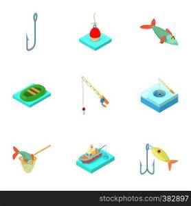 Fishery icons set. Cartoon illustration of 9 fishery vector icons for web. Fishery icons set, cartoon style