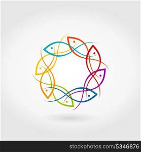 Fishes have gathered in a circle. A vector illustration