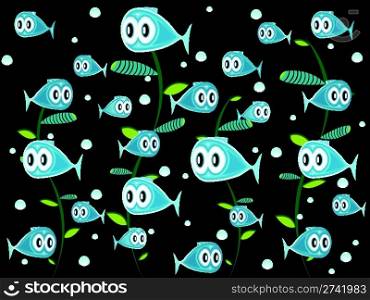 fishes pattern, abstract seamless texture; vector art illustration