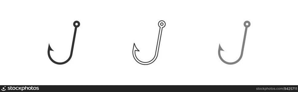 Fishhook icon on light background. Fishing symbol. Trap, lure, fish, angler, fisher signs. Scam concept. Outline, flat and colored style. Flat design. Vector illustration. Fishhook icon on light background. Fishing symbol. Trap, lure, fish, angler, fisher signs. Scam concept. Outline, flat and colored style. Flat design. 