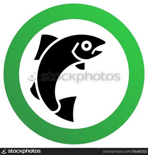 Fishing allowed sign, modern round sticker, vector illustration