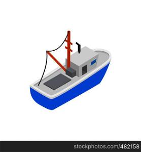 Fishing boat isometric 3d icon on a white background. Fishing boat isometric 3d icon