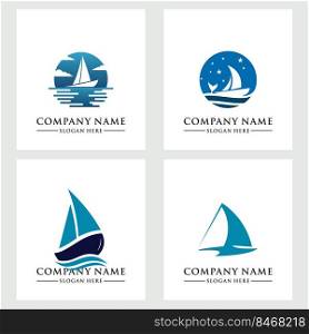 Fishing Boat Logo Vector Template