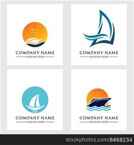 Fishing Boat Logo Vector Template