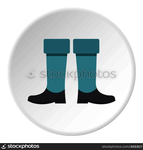Fishing boots icon in flat circle isolated vector illustration for web. Fishing boots icon circle