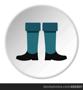 Fishing boots icon in flat circle isolated vector illustration for web. Fishing boots icon circle