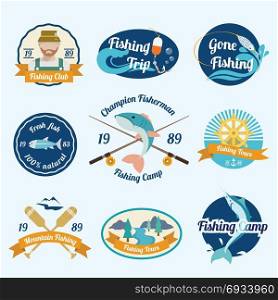 fishing company identity logo badge label. fishing company identity logo badge label vector