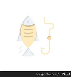 Fishing, Fish, Hook, Hunting  Flat Color Icon. Vector icon banner Template