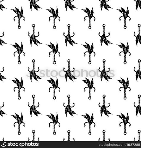 Fishing hook feather pattern seamless background texture repeat wallpaper geometric vector. Fishing hook feather pattern seamless vector