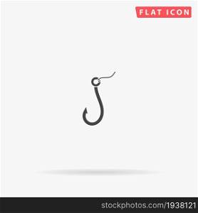 Fishing Hook flat vector icon. Glyph style sign. Simple hand drawn illustrations symbol for concept infographics, designs projects, UI and UX, website or mobile application.. Fishing Hook flat vector icon