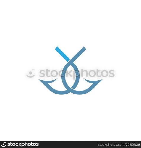Fishing hook icon logo design illustration template