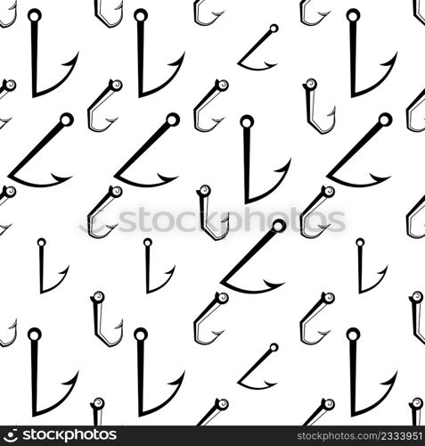 Fishing Hook Icon Seamless Pattern Vector Art Illustration