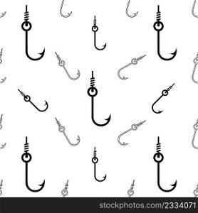 Fishing Hook Icon Seamless Pattern Vector Art Illustration