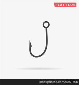 Fishing Hook. Simple flat black symbol. Vector illustration pictogram