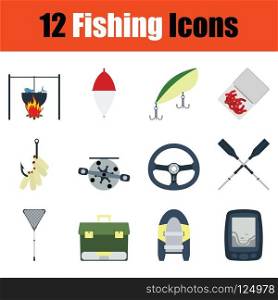 Fishing icon set. Color  design. Vector illustration.