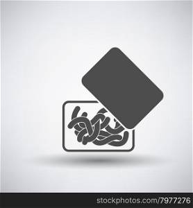 Fishing icon with worm container over gray background. Vector illustration.