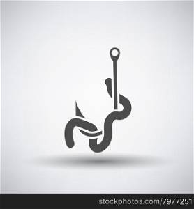 Fishing icon with worm on hook over gray background. Vector illustration.