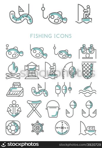 Fishing Icons set vector design