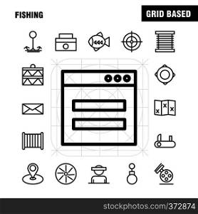 Fishing Line Icon Pack For Designers And Developers. Icons Of Wheel, Gear, Circle, Reel, Fish, Fishing, Fishing Reel, Vector