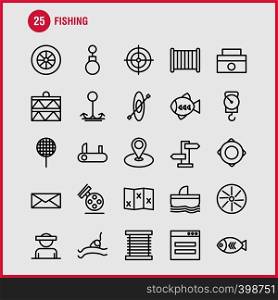 Fishing Line Icon Pack For Designers And Developers. Icons Of Wheel, Gear, Circle, Reel, Fish, Fishing, Fishing Reel, Vector