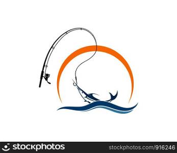 fishing logo icon badge vector illustration design