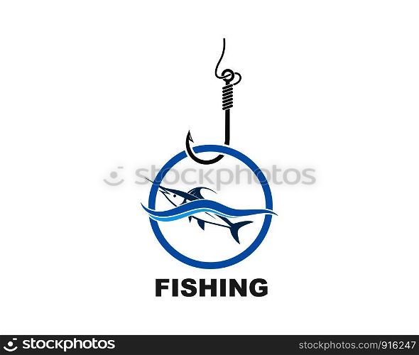 fishing logo icon badge vector illustration design