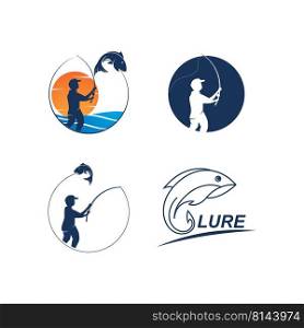 Fishing logo vector flat design template