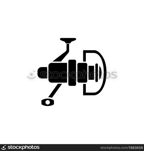 Fishing Reel, Tackle. Flat Vector Icon illustration. Simple black symbol on white background. Fishing Reel, Tackle sign design template for web and mobile UI element. Fishing Reel, Tackle Flat Vector Icon