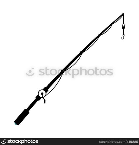 Fishing rod black simple icon isolated on white background. Fishing rod black simple icon