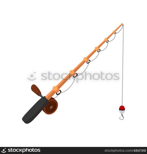 Fishing rod cartoon icon on a white background. Fishing rod cartoon icon
