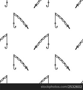 Fishing Rod Icon Seamless Pattern, Fishermen Flexible Rod Used To Catch Fish Vector Art Illustration
