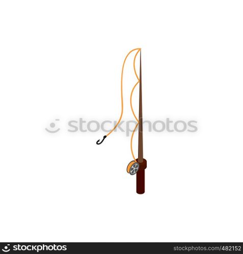 Fishing rod isometric 3d icon on a white background. Fishing rod isometric 3d icon