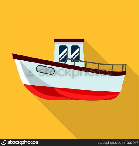 Fishing ship icon. Flat illustration of fishing ship vector icon for web design. Fishing ship icon, flat style