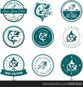 fishing tournament identity logo badge label. fishing tournament identity logo badge label vector