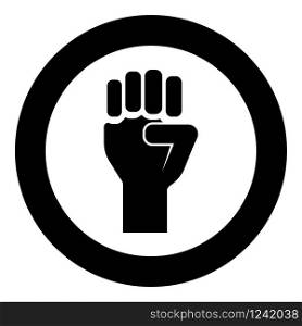 Fist up Concept of freedom fight revolution power protest icon in circle round black color vector illustration flat style simple image. Fist up Concept of freedom fight revolution power protest icon in circle round black color vector illustration flat style image