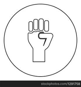 Fist up Concept of freedom fight revolution power protest icon in circle round outline black color vector illustration flat style simple image. Fist up Concept of freedom fight revolution power protest icon in circle round outline black color vector illustration flat style image