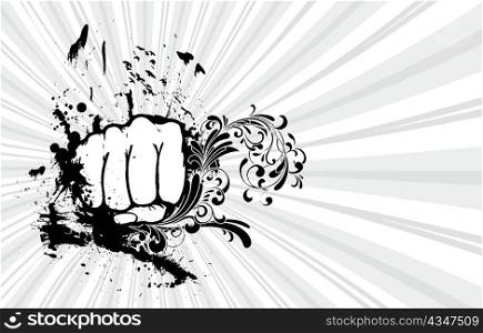 fist with floral vector illustration