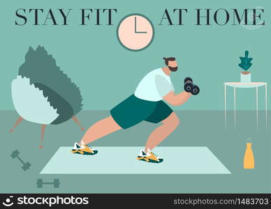 Fit person make exercise in sportswear. Active and healthy lifestyle concept. Sports competition indoor workout athletic. Flat vector illustration people bundle set